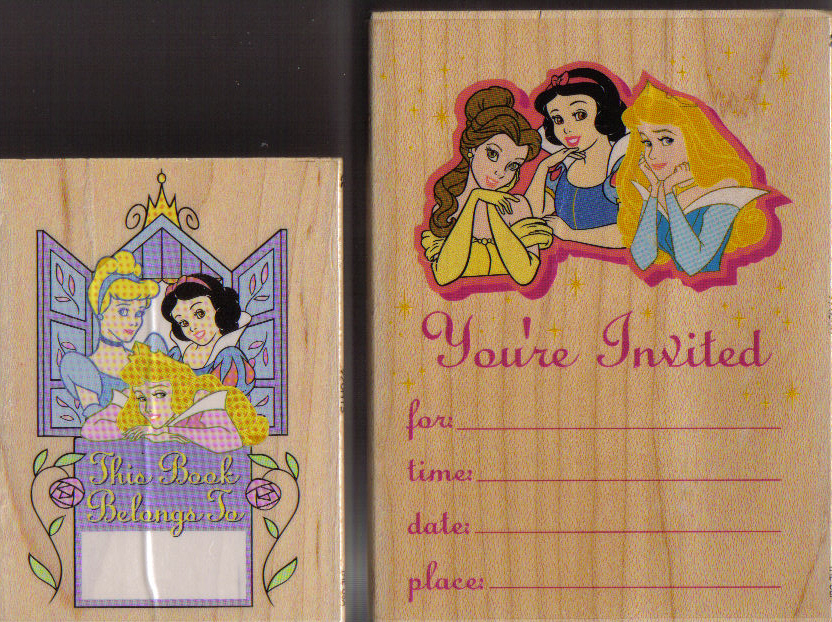 Disney Princess You\'re Invited & Book Belongs Rubber Stamp